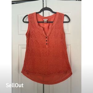 Sanctuary Women's Sleeveless Lace Blouse Orange Scoop Neck Size L Standard